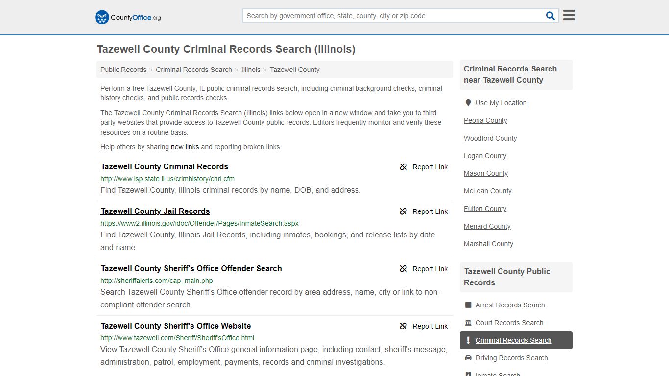 Criminal Records Search - Tazewell County, IL (Arrests ...